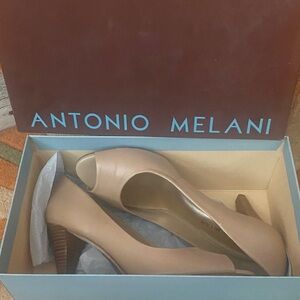ANTONIO MELANI Women's Beige Peep Toe Heels